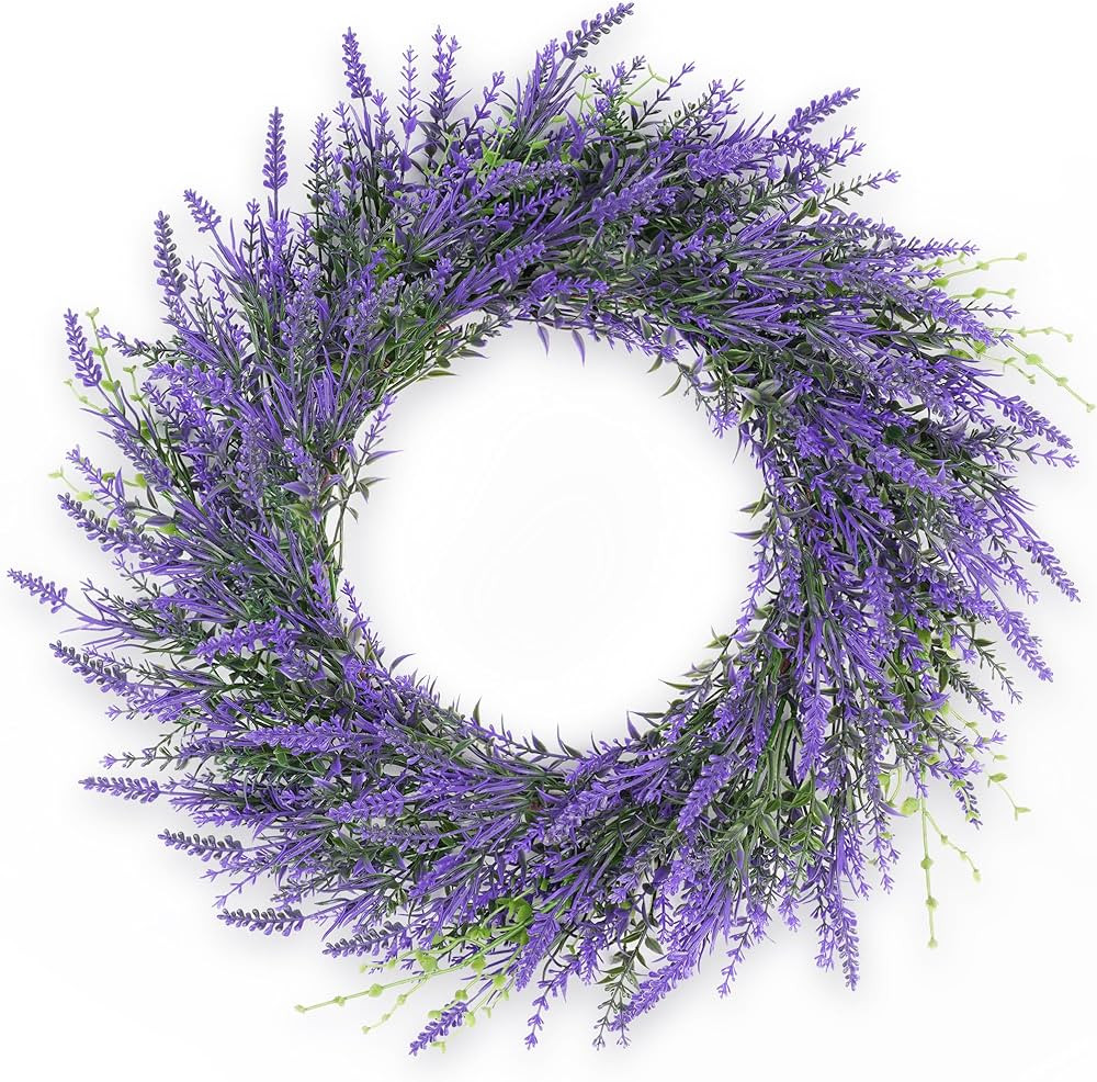 Lavender Wreath for Front Door, 20 Inch Artificial Purple Spring Summer Wreath Wedding Decor, Doo... | Amazon (CA)
