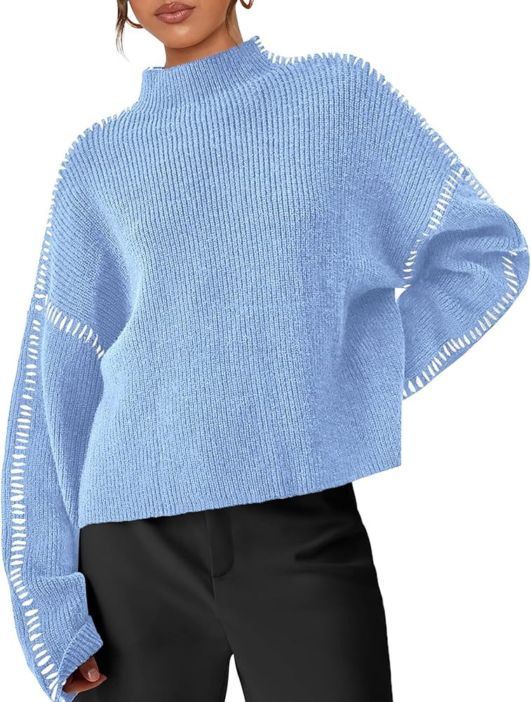 PRETTYGARDEN Women's Chunky Knit Sweaters 2026 Fall Long Sleeve Mock Neck Oversized Pullover Tops... | Amazon (US)