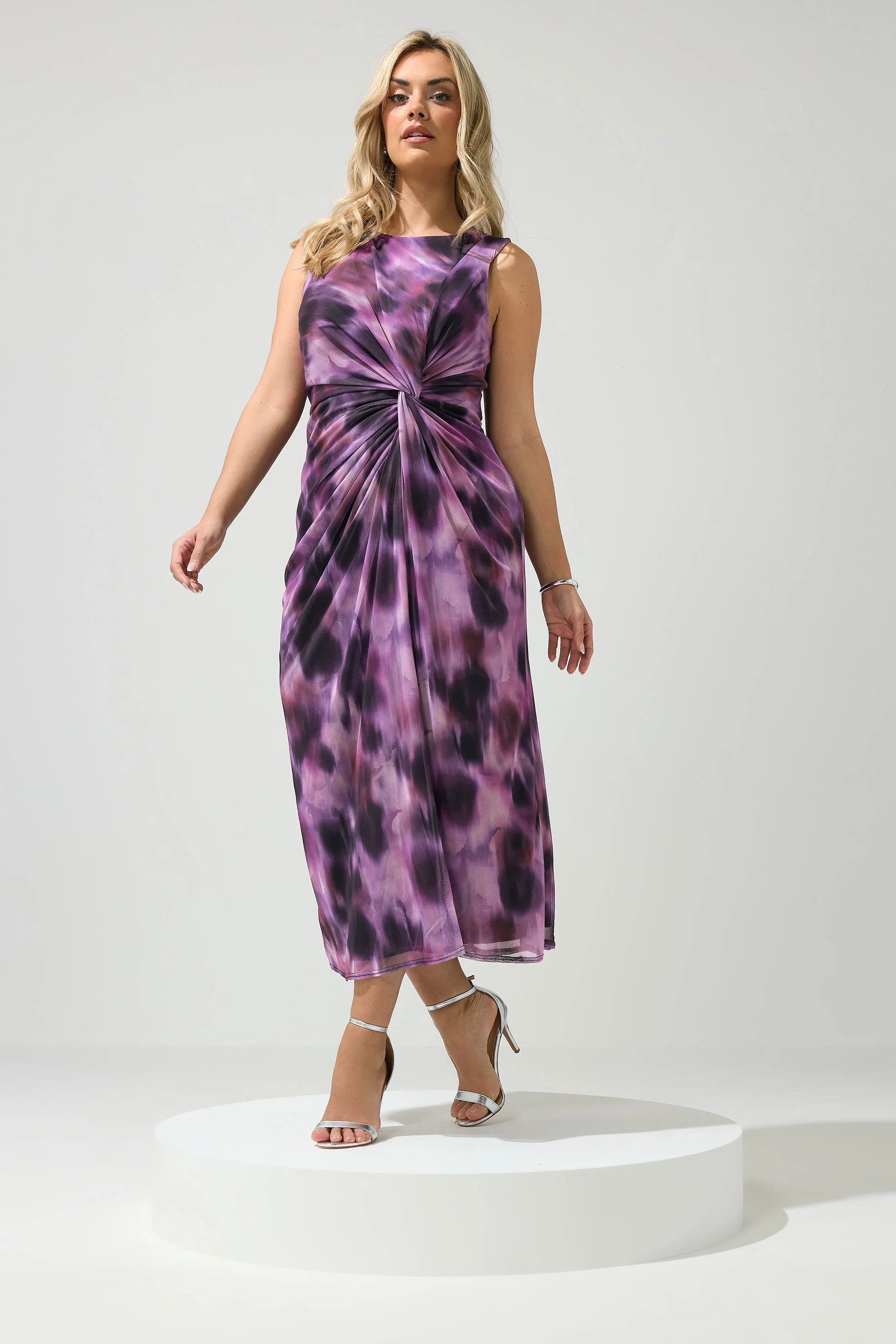 YOURS LONDON Plus Size Purple Abstract Twist Maxi Dress | Yours Clothing UK