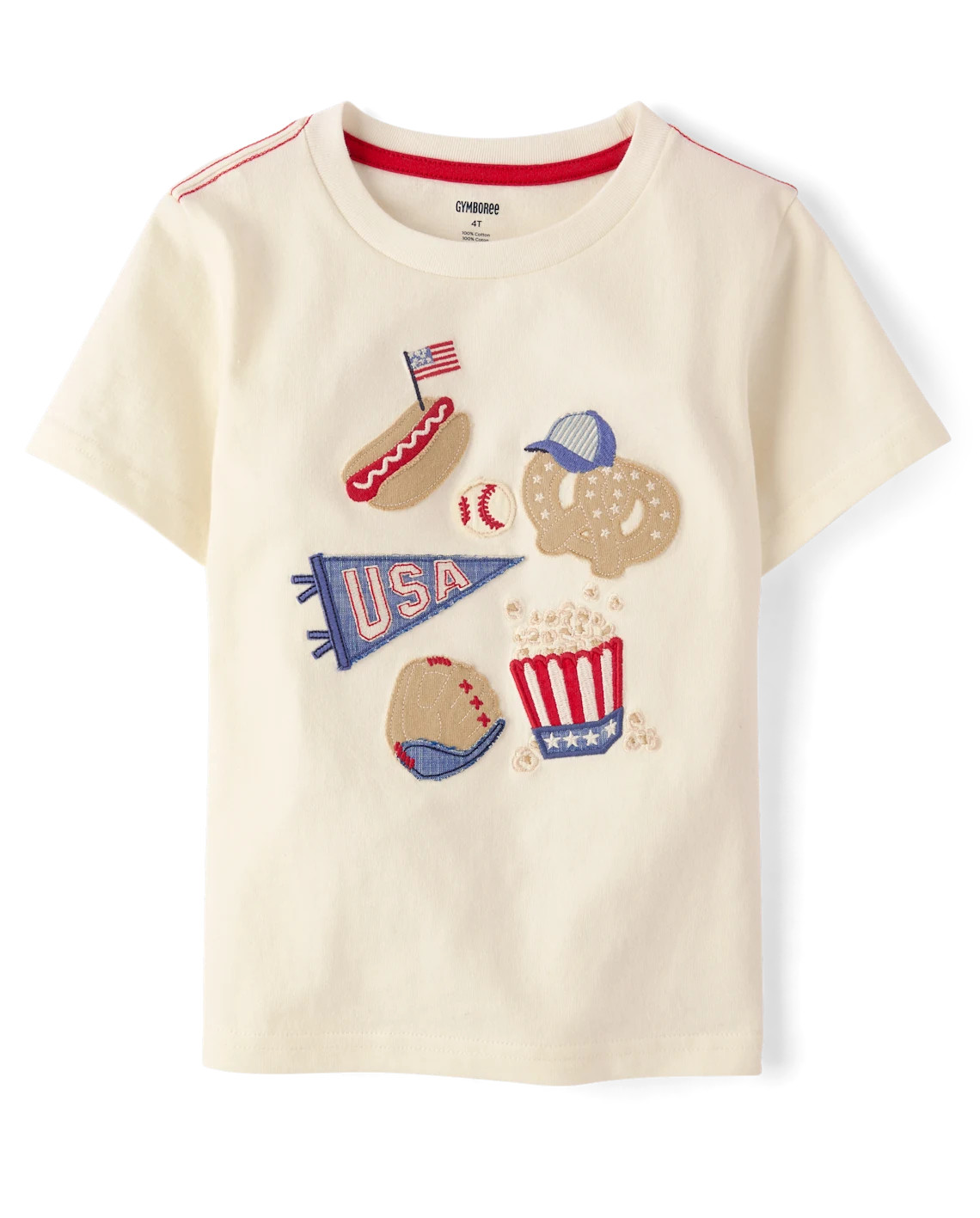 Boys Short Sleeve Embroidered Americana Snacks Top - Nantucket Charm - CREAM | Gymboree | Gymboree