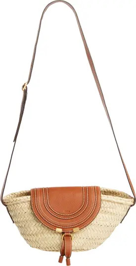 Small Marcie Leather & Raffia Crossbody Bag | Nordstrom