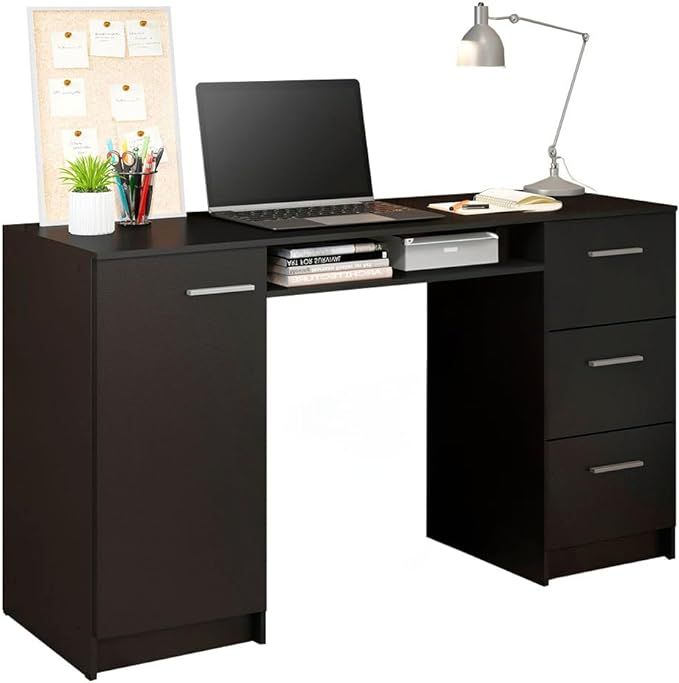 Madesa Home Table 53 inch Desk With Drawers and Storage Shelves, Office Computer Desk, Writing De... | Amazon (US)