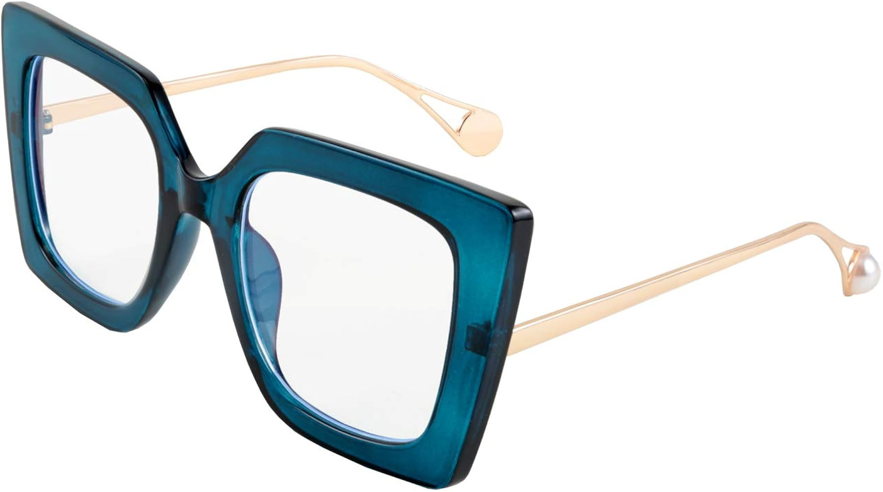 FEISEDY Oversized Square Blue Light Blocking Glasses Eye Strain Glare Pearl Inlay Arm Cat Eye Fas... | Amazon (US)
