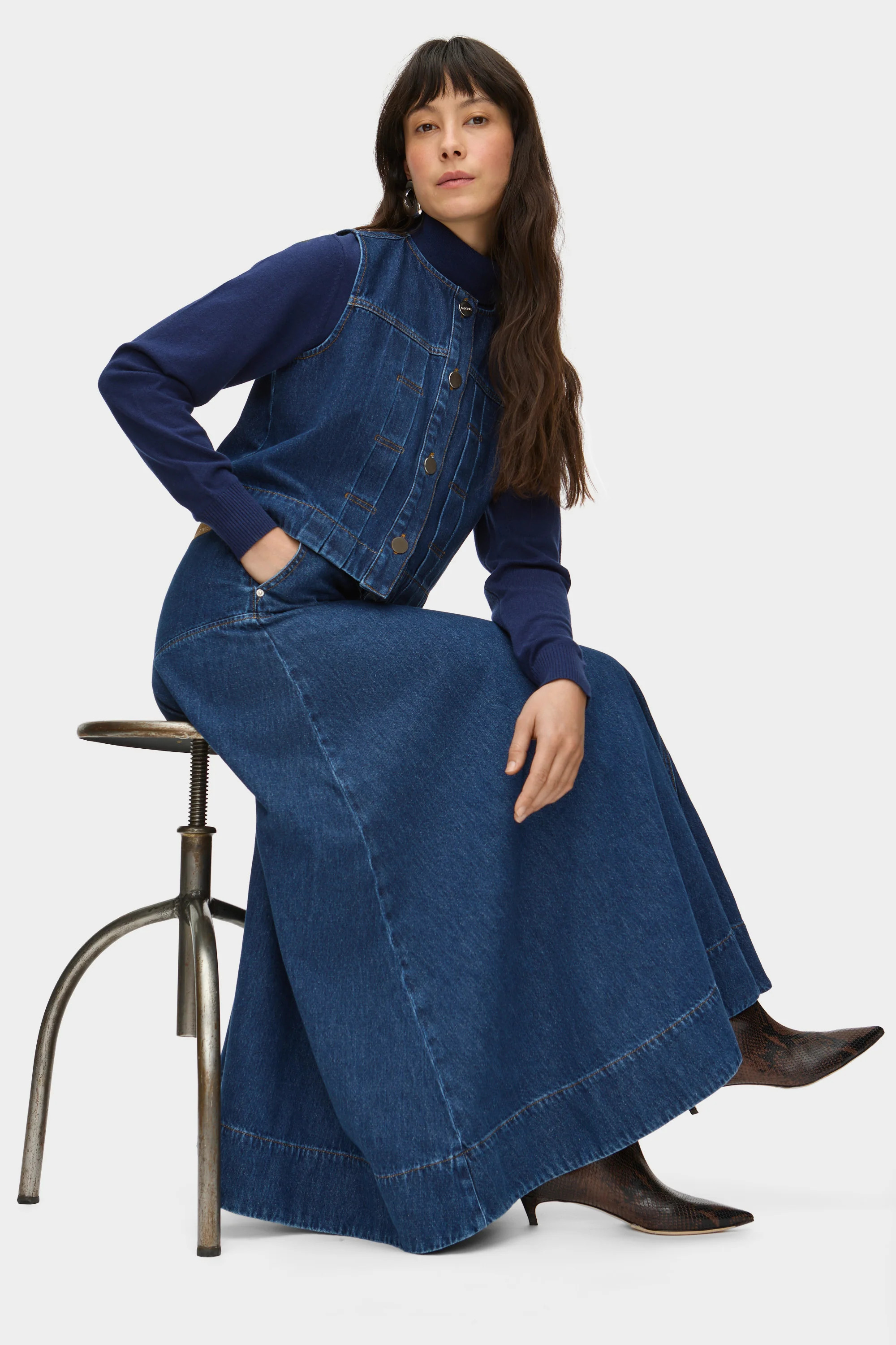 ALIGNE Denim Maxi Skirt - Blue | Liza | ALIGNE USA