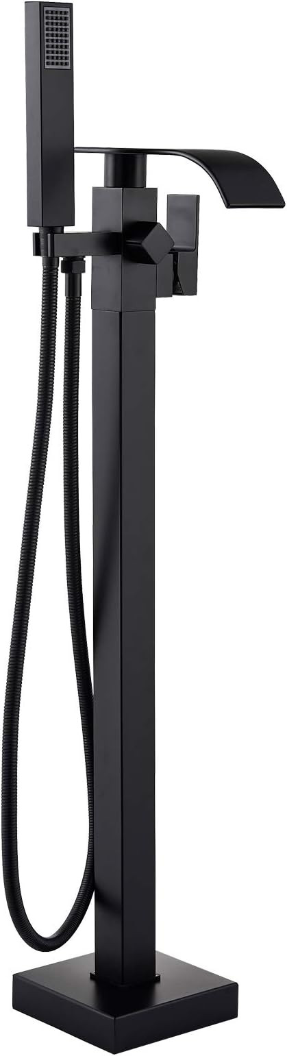 Senlesen Waterfall Freestanding Bathtub Faucet Matte Black Floor Mount Tub Filler Brass Bathroom ... | Amazon (US)