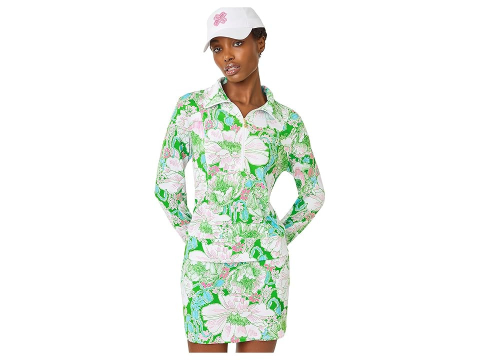 Lilly Pulitzer Eleni Upf 50+ Pullover Women's Sweater Putting Green Poppyland : LG, Polyester/Rayon/Spandex | Zappos