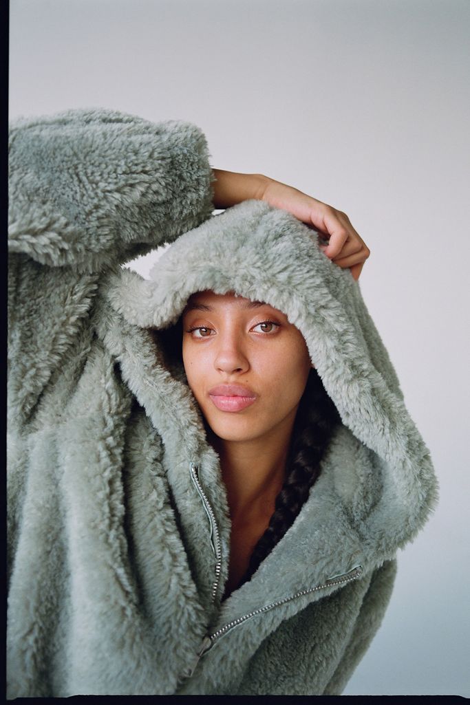 UO Shaggy Hooded Teddy Jacket | Urban Outfitters (US and RoW)