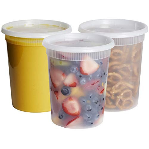 GUSTO [32 oz. - 24 Count Plastic Deli Containers with Lids - Disposable Food Storage Containers With Airtight Lids, Ideal for Soups, Stews, and Meal Prep | Amazon (US)