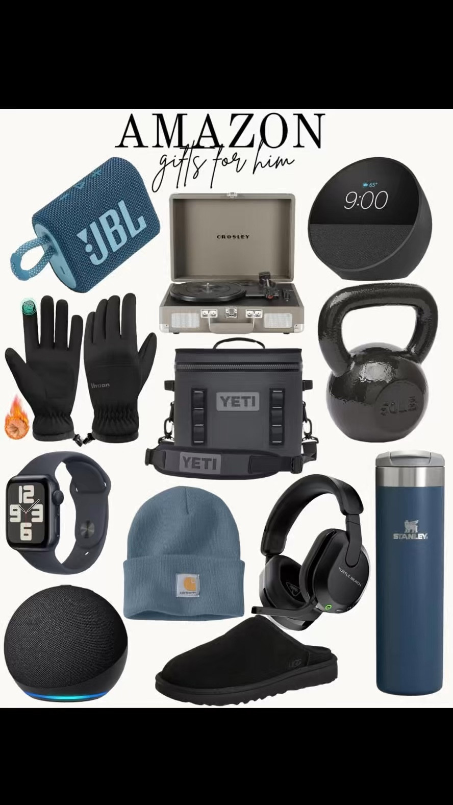 I’d you’re struggling to find last minute gift ideas for him/her, here are some great options!! Many are on sale and also come in multiple colors 🎄

Gift guide, husband or boyfriend, gift, girlfriend or wife, gift, gift ideas, yeti cooler, Kate Spade watch, jewelry, heated gloves, beanie, record player, alarm clock, echo dot, UGG slippers, makeup and beauty, electronic photo frame, Stanley cup, earrings, pots, and pans, fuzzy socks

#LTKHoliday #LTKSeasonal #LTKGiftGuide