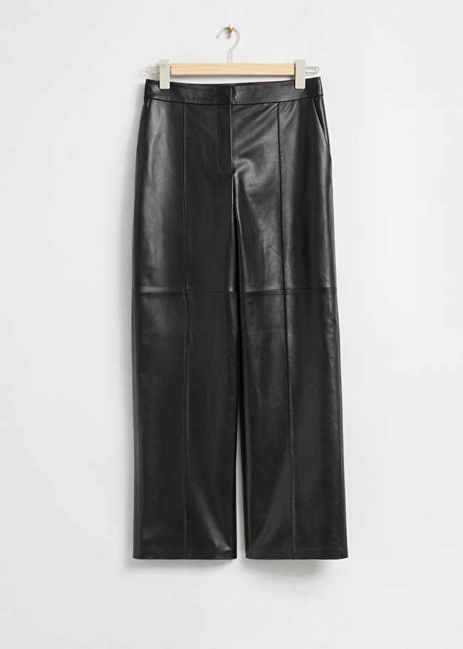 Leather Wide-Leg Pleated Trousers | & Other Stories (EU + UK)