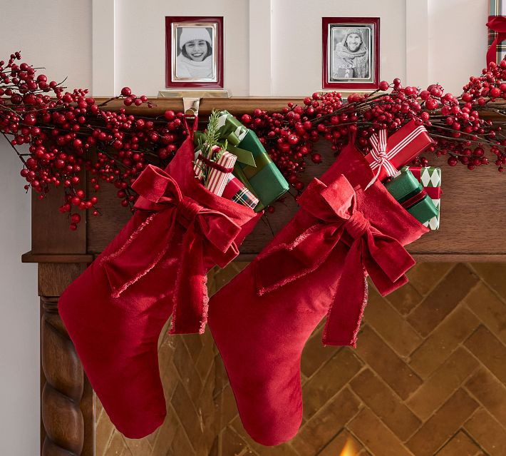 Classic Velvet Bow Stockings | Pottery Barn (US)