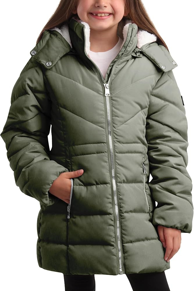 DKNY Girls Winter Jacket - Heavyweight Long Anorak Puffer Jacket with Hood - Sherpa Lined Insulat... | Amazon (US)