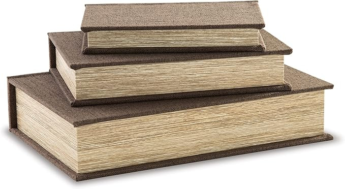 Signature Design by Ashley Jolina Vintage 3 Piece Faux Book Keepsake Storage Box Set, Small/Mediu... | Amazon (US)