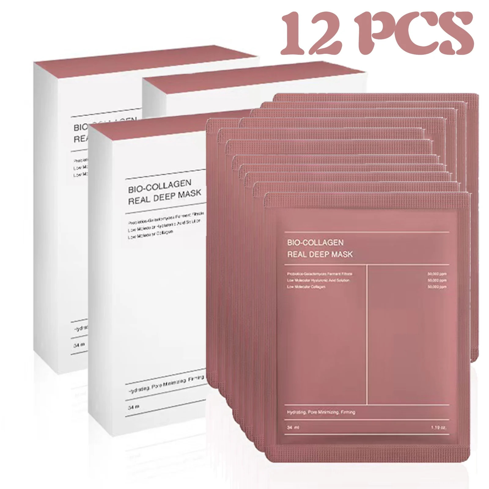 Bio Collagen Mask 12Pack, Bio-Collagen Face Mask Overnight, Korean Face Mask Deep Collagen Anti W... | Walmart (US)