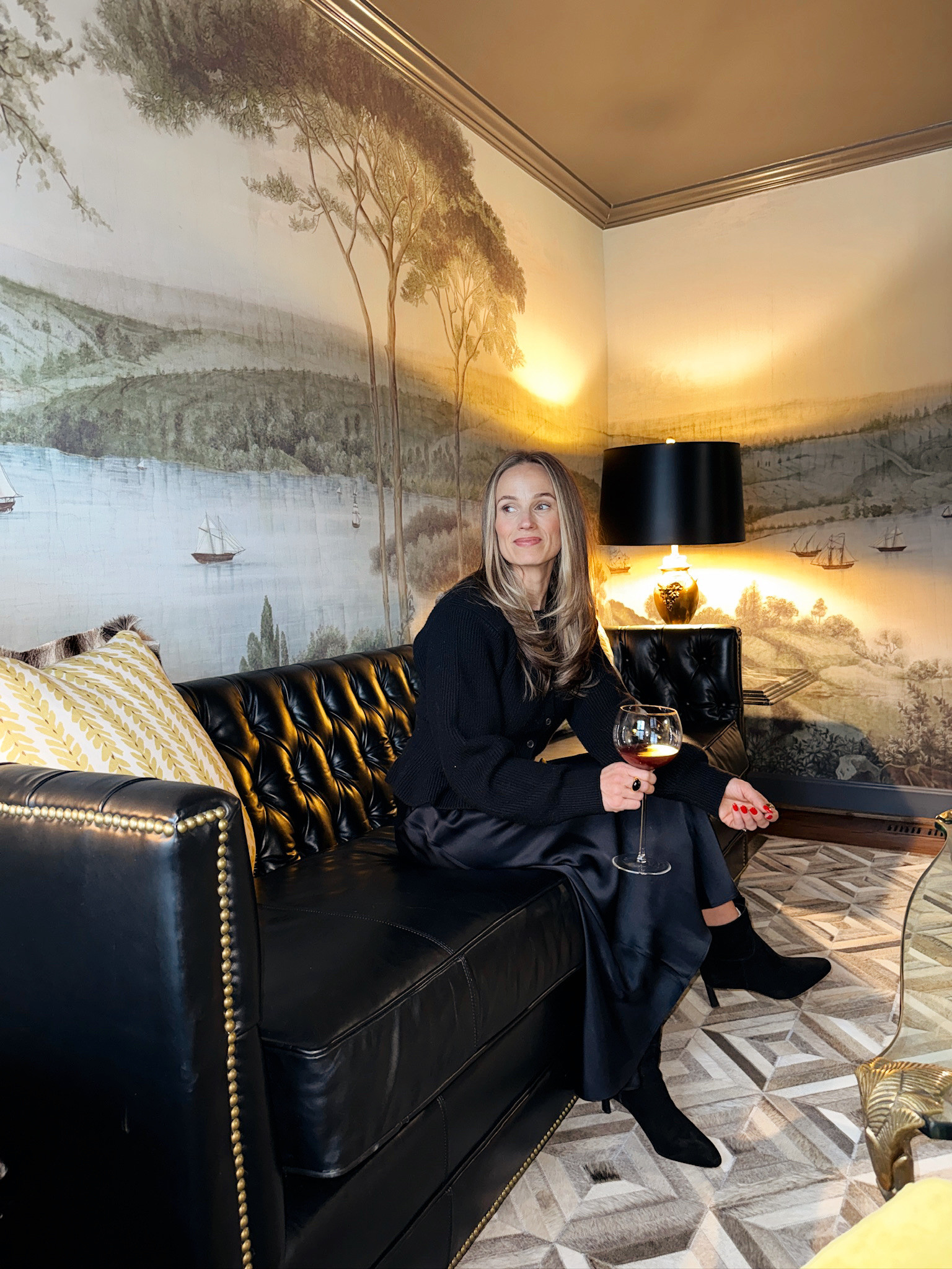 New Year's Eve at home outfit - black sweater, black satin midi skirt, black suede booties 

 #LTKHoliday #LTKootd #LTKSeasonal