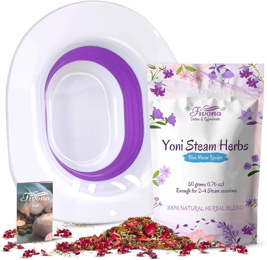 FIVONA 2-in-1 Yoni Steaming Kit Over the Toilet Seat with V Steam Herbs Blue Moon Recipe for Deto... | Amazon (US)