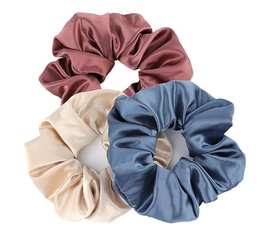 3Pcs Satin Scrunchies, Silk Hair Scrunchies | Amazon (US)