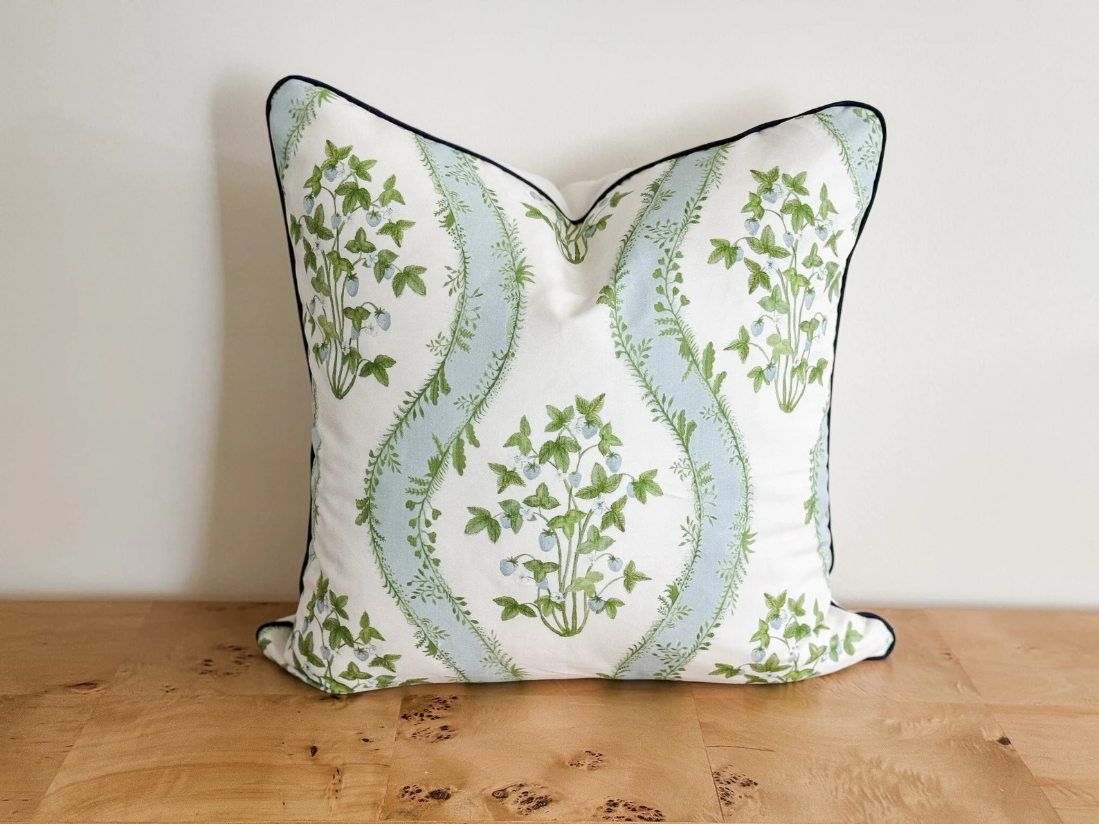 Danika Herrick Strawberry Stripe Floral Pillow Cover - Grandmillennial Decor | Etsy (US)