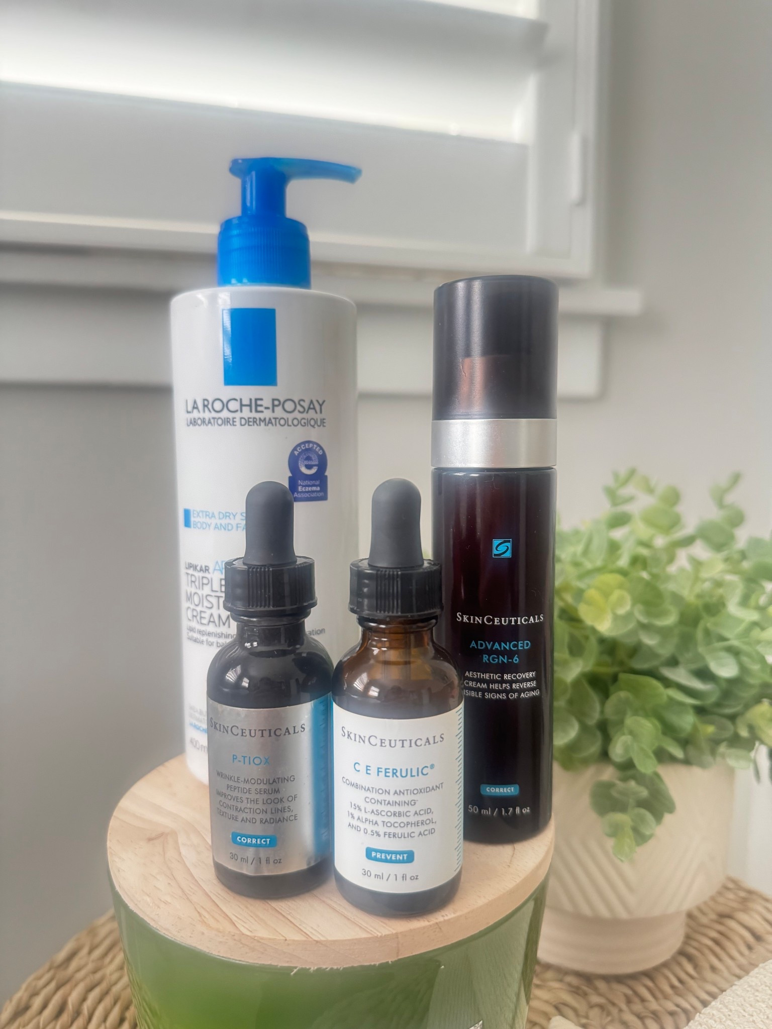 My holy grail for at-home skin care.  I have been using La Roche Posay moisturizer for years.  It’s hydrating but not sticky or oily.  And super affordable!

Routine:

I start with Skinceuticals C E Ferulic® with 15% L-Ascorbic Acid, followed by P-Tiox (it’s like Botox in a bottle and much safer), then I put on one pump of Advanced RGN-6, which is designed to reverse visible signs of aging.  

I then finish with my moisturizer.  I have noticed significant benefits since starting these products last year.  They are pricey, but totally worth it.  And these bottles last 3-4 months, so while the initial cost is high, the products last a good bit.  

#skincare #over40beauty


#LTKOver40 #LTKBeauty