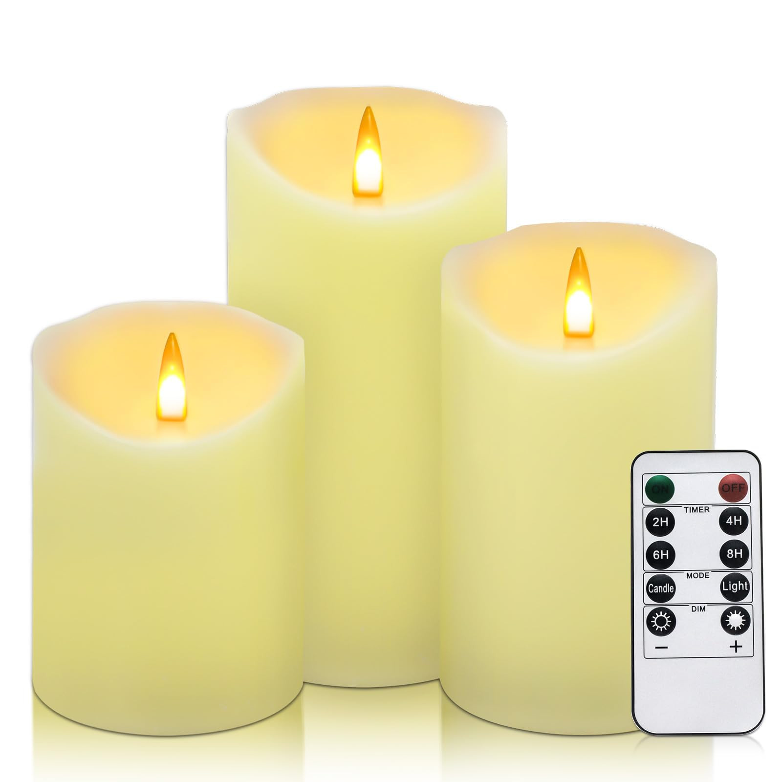 Flameless Candles Battery Operated Candles Realistic 3 Pcs Flickering Flame Pillar Candles for Ho... | Amazon (US)