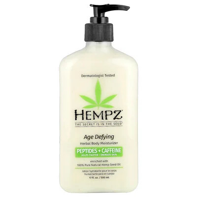 Hempz, Age Defying Herbal Body Moisturizer, Peptides + Caffeine, 17 fl oz (500 ml) | iHerb