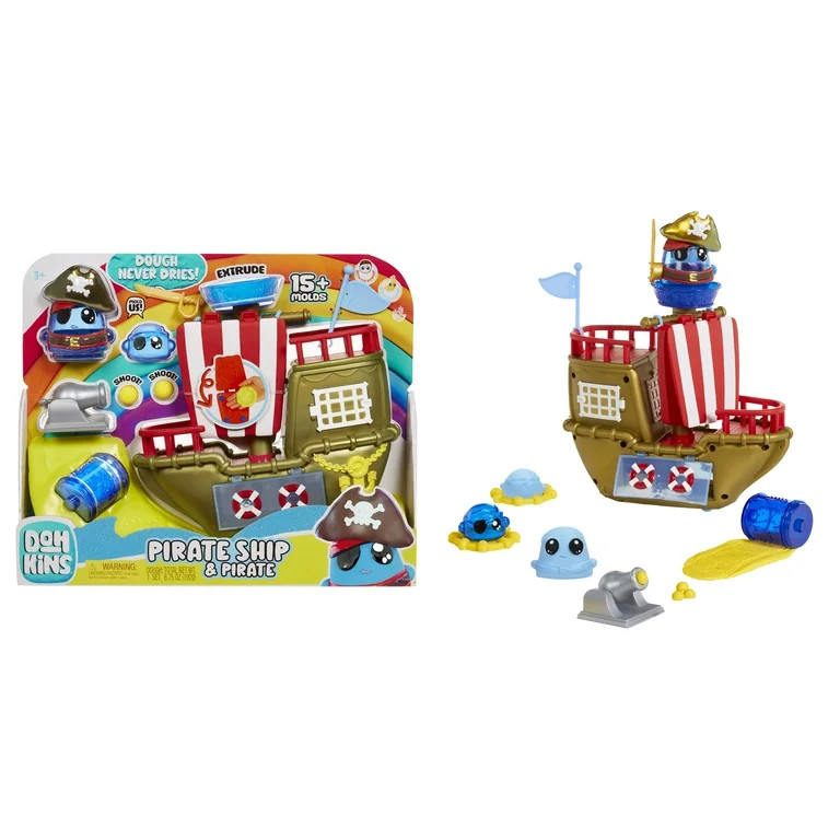 DohKins Pirate Ship Playset & Pirate - Scented Dough that Never Dries, Ages 2+ | Walmart (US)