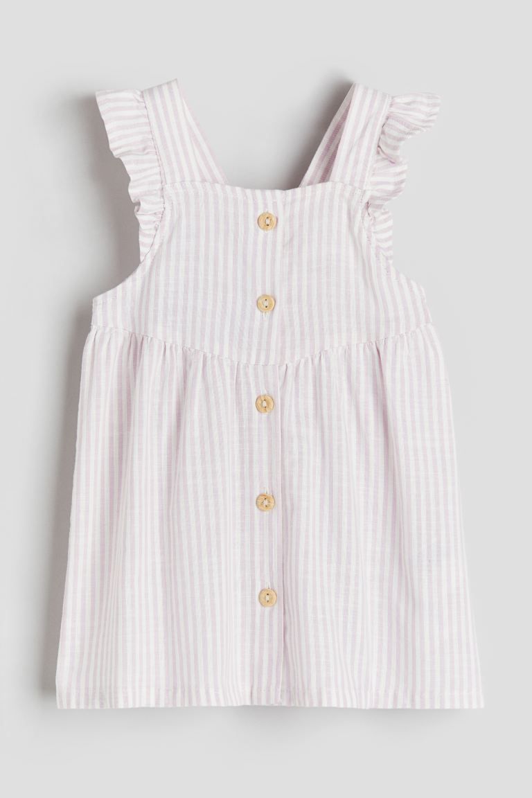 Ruffle-trimmed Cotton Dress - Light purple/white striped - Kids | H&M US | H&M (US + CA)