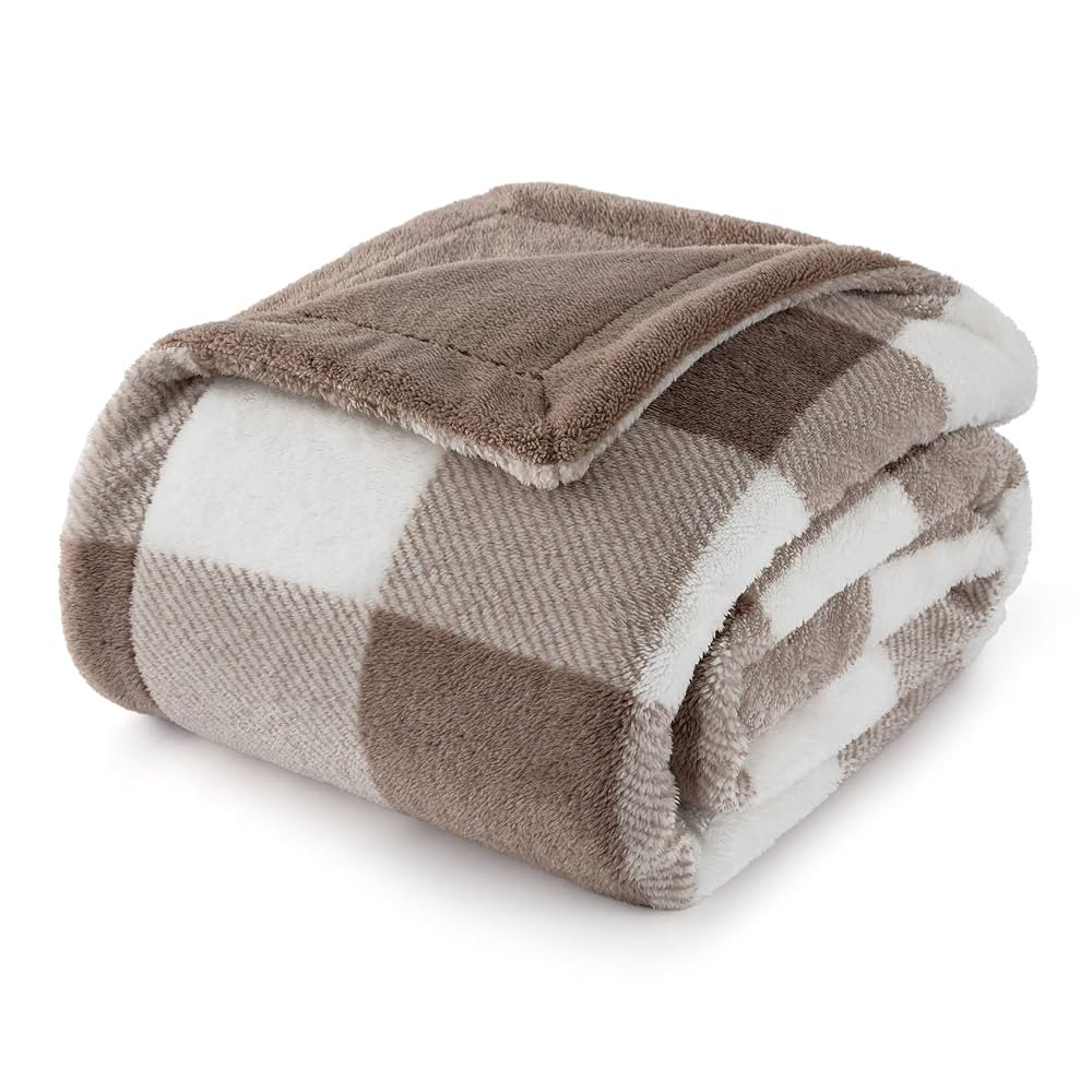 Bedsure Gentlesoft Fleece Sherpa Throw Blanket for Couch, Soft Gingham Bedding Thick Warm Blanket... | Amazon (US)