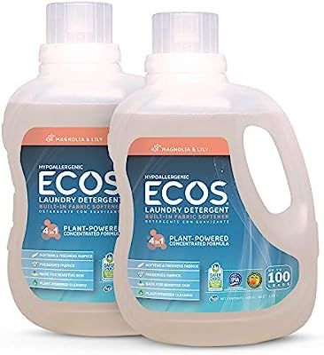 ECOS® 2X Hypoallergenic Liquid Laundry Detergent, Non-Toxic, Magnolia Lily, 200 Loads, 100oz Bot... | Amazon (US)