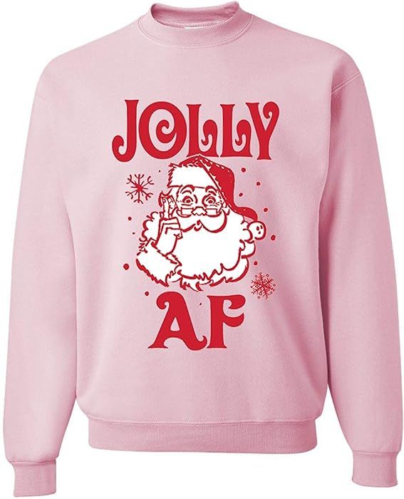 Santa Jolly AF Christmas Unisex Crewneck Graphic Sweatshirt | Amazon (US)