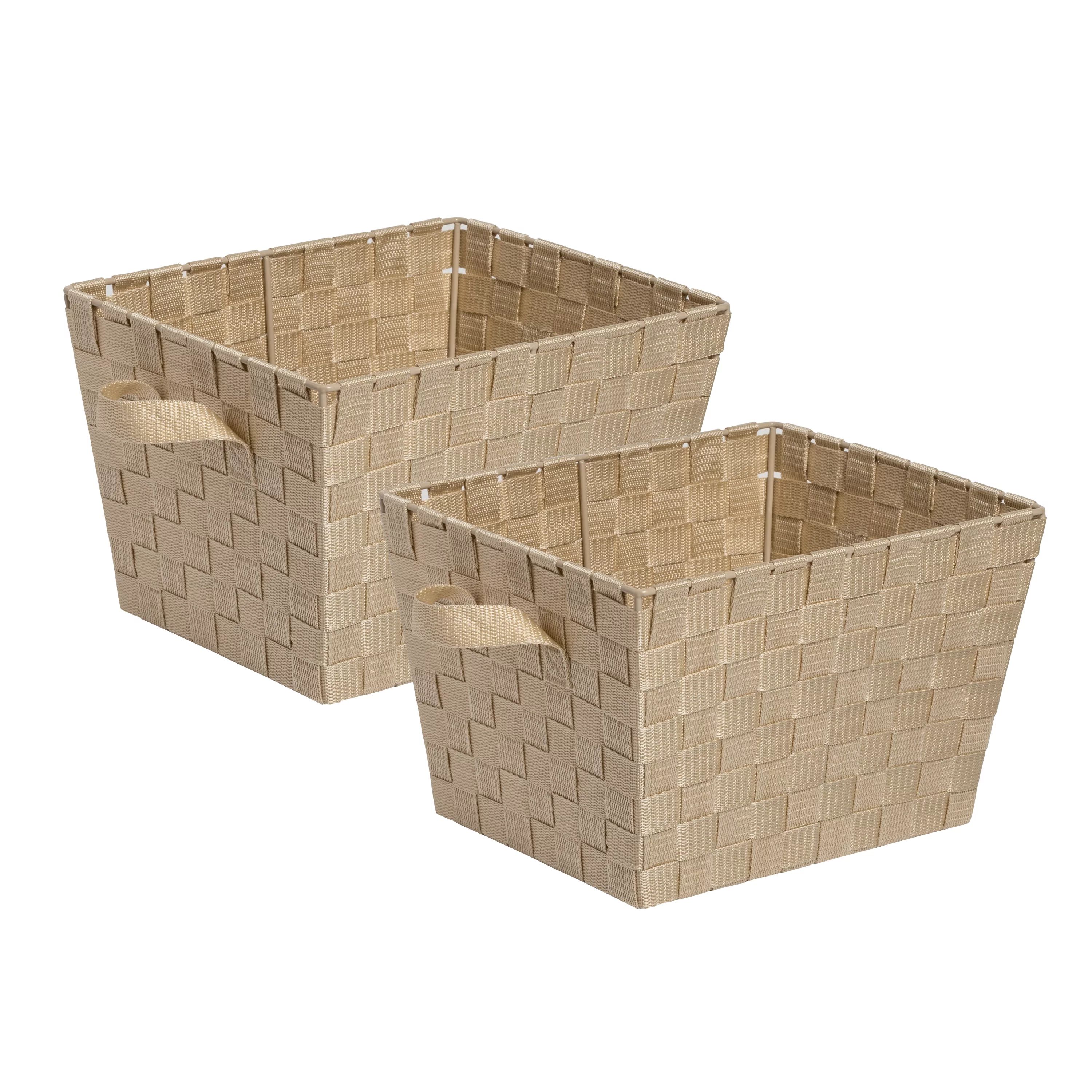 Honey Can Do Set of 2 Woven Bins, Creme, 12.00 x 10.00 x 8.00 Inches | Walmart (US)