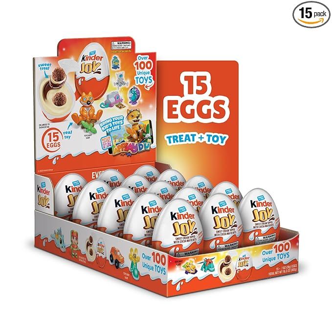 Kinder Joy Eggs, Bulk 15 Eggs, Treat Plus Toy, Sweet Cream and Chocolatey Wafers, Great for Easte... | Amazon (US)