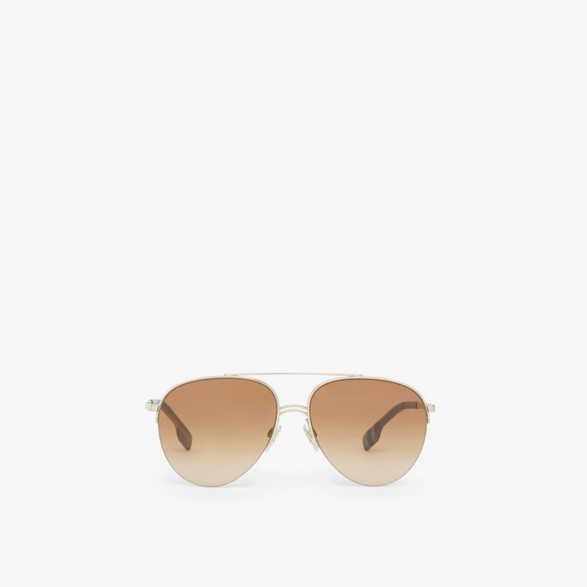 Burberry Vintage Check Detail Pilot Sunglasses, Light Brown | Burberry (US)