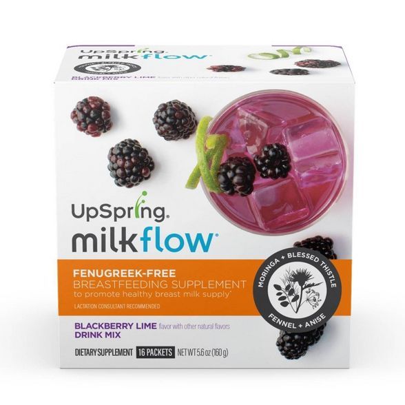 UpSpring Milkflow Fenugreek Free Blackberry Breastfeeding Supplement Drink Mix - 16ct | Target