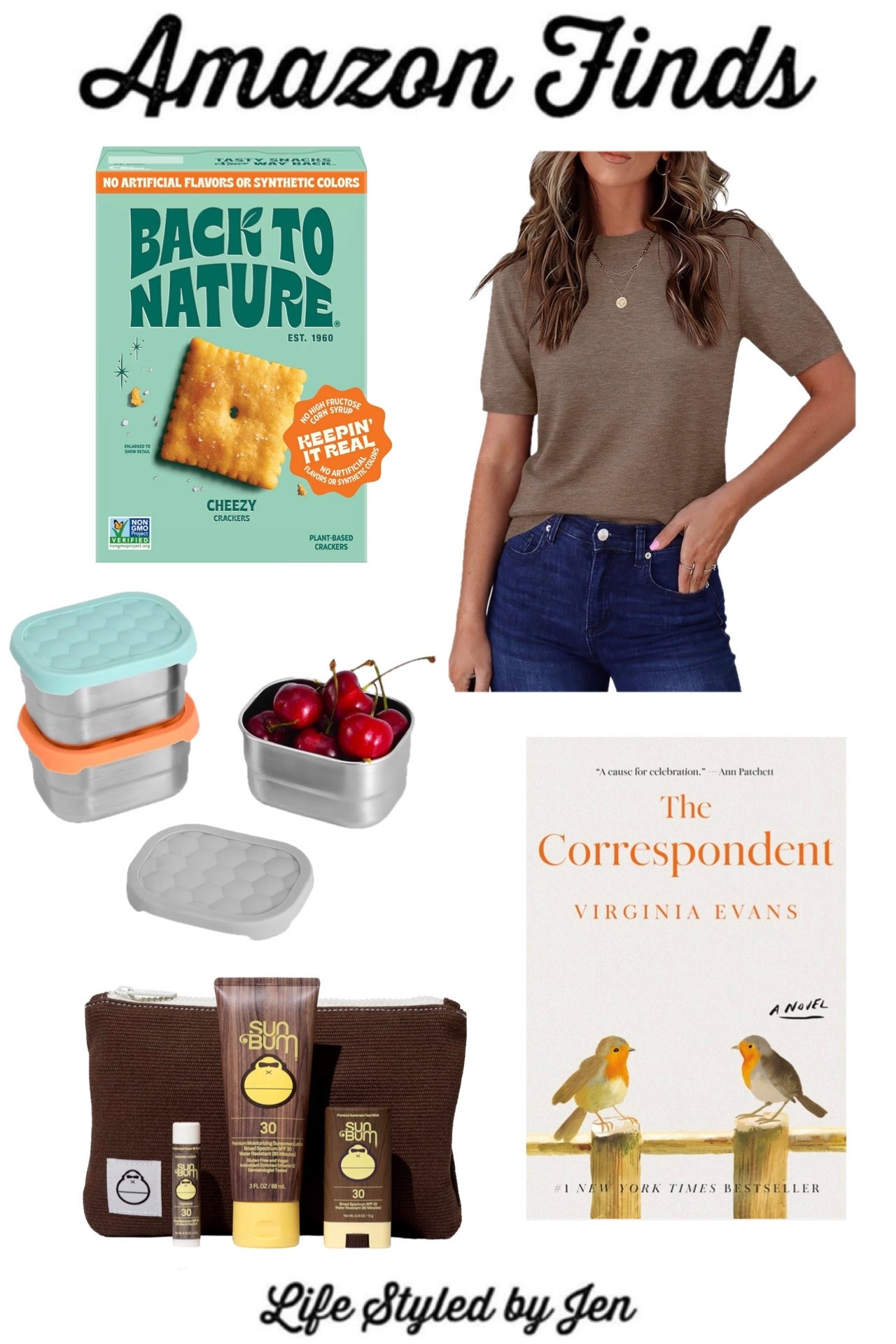 Time for this week’s Amazon Finds - five items from Amazon that are definitely worth checking out! 🎉

✔️ Back to Nature Cheddar Crackers - if you enjoy Cheez Its, these are a tasty version of those without any artificial ingredients or colors. Recently found these and they’re worth sharing since they’re super tasty and a great alternative option. 

✔️ Stainless Steel Snack Containers - if you take snacks on the go or pack lunches, these are such a convenient item to own, especially in the warmer months since they keep food cold. They come with leak proof lids, and come in handy so often. Love the size that’s perfect for fruit, veggies, cheese, etc.

✔️ Sun Bum Road Tripper Set - we’re at that point in the year where it’s good to be fully stocked in sunscreen essentials, and this set covers all the bases. It includes SPF lip balm, a sunscreen face stick & regular SPF lotion, plus it comes in a case that you can easily throw in a car, bag or purse to have with you on the go. ☀️ 

✔️ Rumia Short Sleeve Sweater - meet Amazon’s #1 new apparel item! This style is so popular this season, and it’s super easy to style a variety of ways. Select colors are as low as $10 right now - great closet staple!

✔️ The Correspondent - finally read this with my book club, and absolutely loved it! Definitely worth the major hype it’s been getting. The story of a lady who writes letters to several people, and follows their touching correspondence over a span of years. 

#amazon #amazonfinds 

#LTKSeasonal #LTKHome #LTKSaleAlert