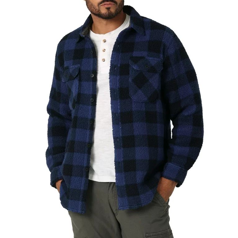 Wrangler Men's Heavyweight Wooly Faux Fleece Shirt with Long Sleeves, Sizes S-3XL | Walmart (US)