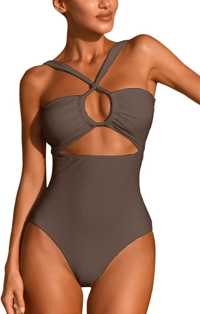 ioiom Women's Sexy Front Cross One Piece Swimsuits High Waisted Tummy Control Bathing Suits | Amazon (US)