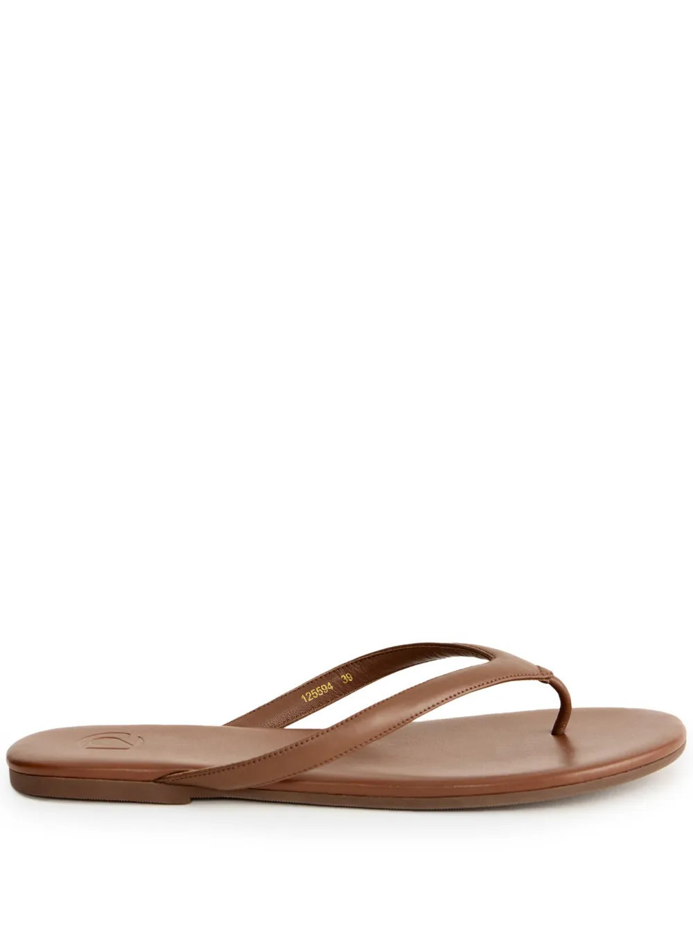 12 STOREEZ leather flat flip flops - Brown | Farfetch Global
