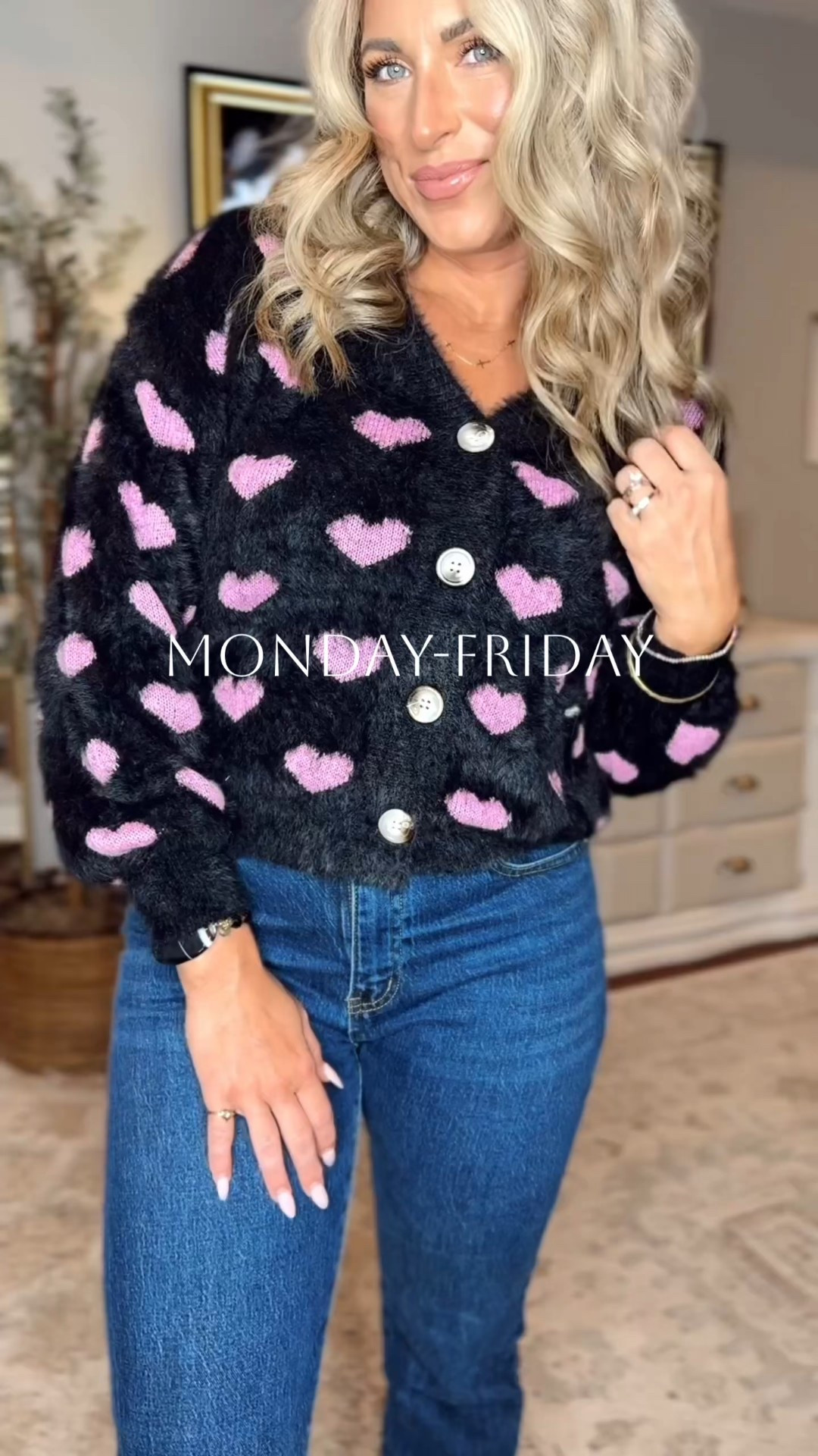 Monday-Friday cozy sweater edition🧣if you’re looking for warm sweater options for this cold weather, all these options are on trend and affordable- all Amazon! ✨

Plus, you’re gonna be the most festive girl in these sweaters with Valentine’s Day around the corner😘🫶🏼💕♥️

👉 Say, “SWEATERS” below, and I’ll send you a DM to🛍️ or
👉 Visit my LTK (jackiemariecarr_) for all my feminine affordable outfits 

Valentines outfit women, feminine style, over 30 fashion, winter outfit, cozy sweaters, trending, outfit inspo, comfy outfit, how to dress for winter, casual outfit, everyday style, elevated casual style, wearable trends, red heart sweater, pink heart 
#over30style #femininefashion #everydayoutfits #elevatedstyle #amazonfashionfinds 

#LTKootd #LTKSeasonal #LTKValentine
