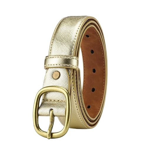 RMMVJJ Womens Gold Belts Dresses Jeans Pants Leather Belt Bling Glitter Sparkly Western Belt Modern Golf Belts Gold2 M | Amazon (US)