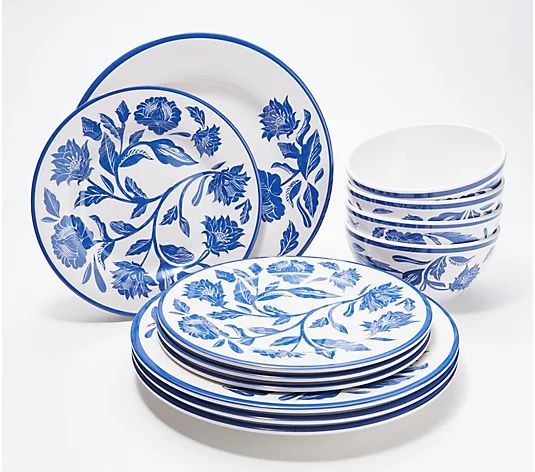 Martha Stewart 12-Piece Floral Melamine Dinnerware Set | QVC