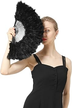 Marabou Fan Hand Held Folding Feather Accessories Women Adult Costume Decoration Halloween Tea Pa... | Amazon (US)