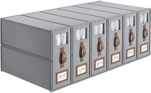 6 Pack Bed Sheets Organizers And Storage (King Size),Foldable Sheet Organizer With Handle For Lin... | Amazon (US)