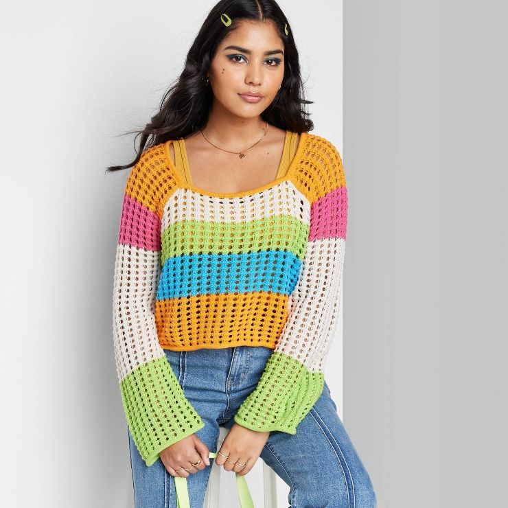 Women's Square Neck Pointelle Pullover Sweater - Wild Fable™ | Target