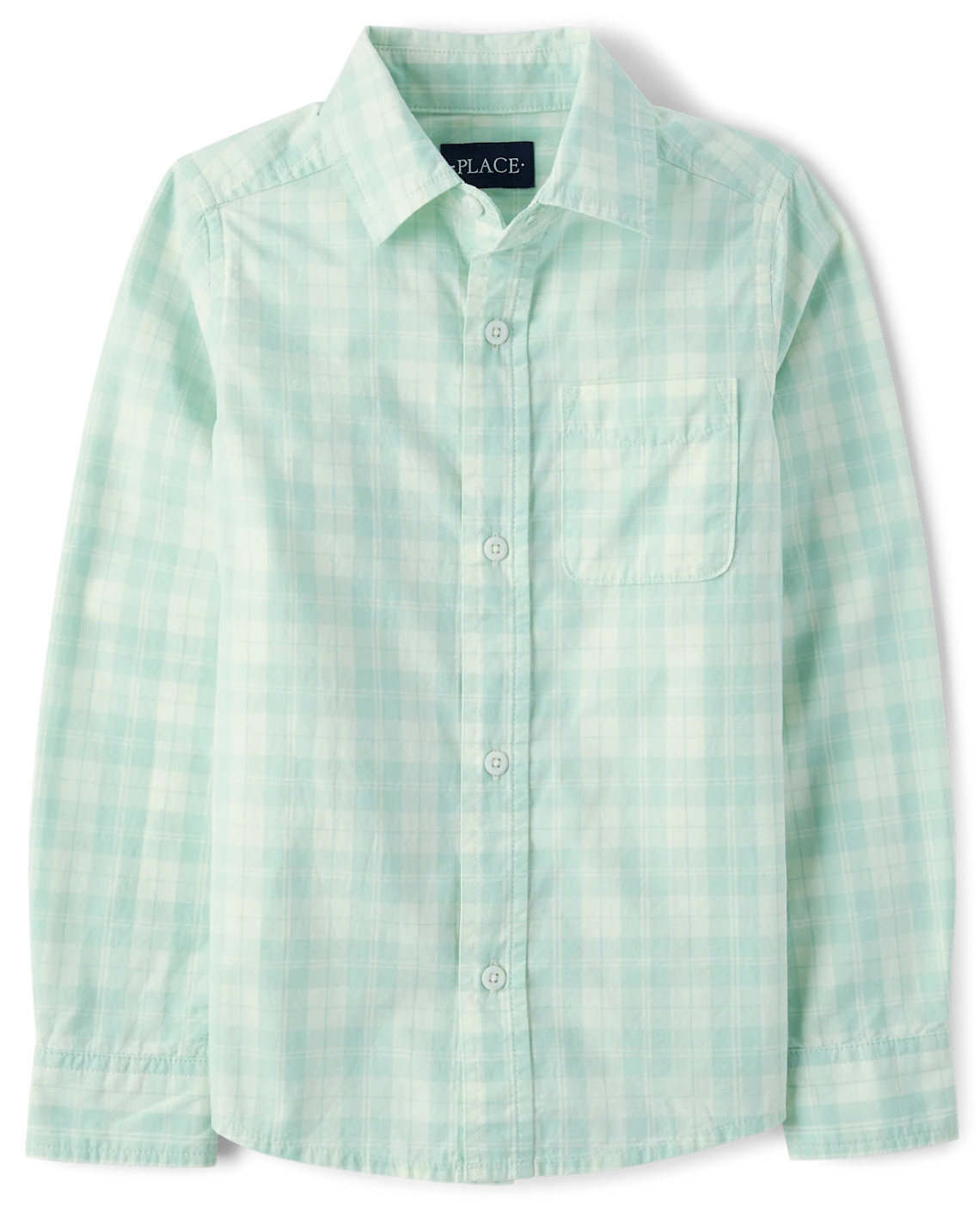 Boys Plaid Poplin Button Up Shirt - aqua | The Children's Place