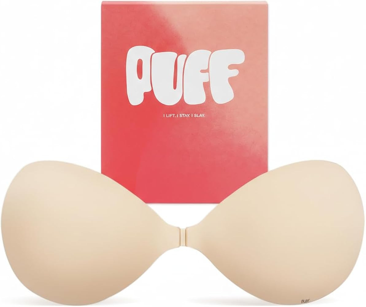Puff Sticky Bra Push Up Strapless Backless Adhesive Bra for Women,Invisible Silicone Lift Nipple ... | Amazon (US)