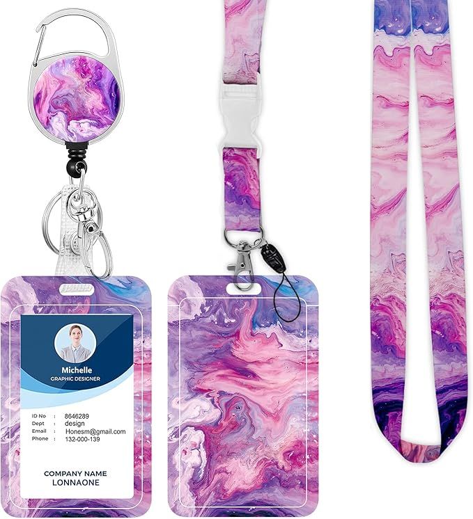 Lanyard with Badge Holder,Retractable Badge Reel with Detachable Neck Lanyard Strap and Vertical ... | Amazon (US)
