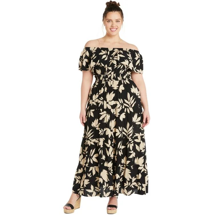 Terra & Sky Women's Plus Size Off The Shoulder Maxi Dress, Sizes 0X-4X - Walmart.com | Walmart (US)