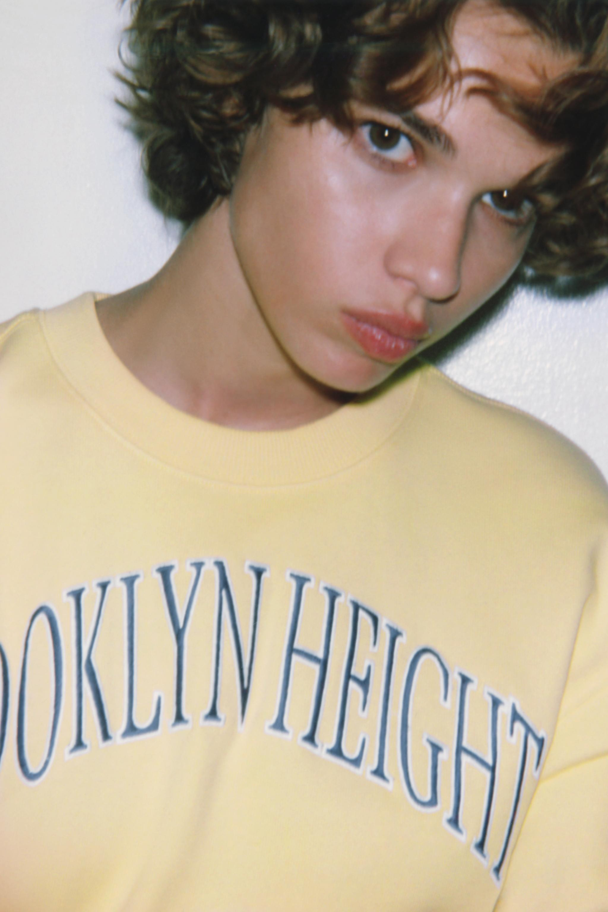 EMBROIDERED SLOGAN PLUSH SWEATSHIRT | Zara UK