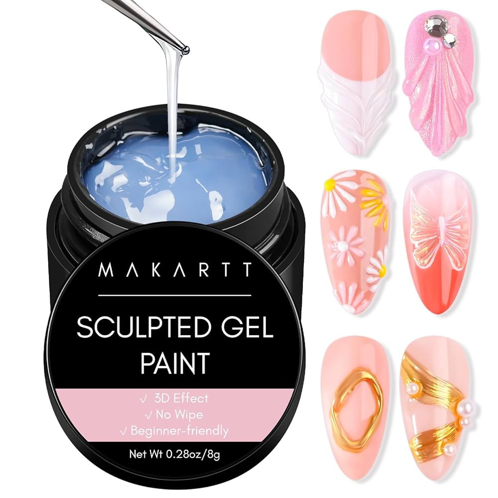 Makartt 3D Painting Clear Nail Gel For Nails Art Chrome Nail Powder Micro 3D Sculpting Gel No Wip... | Amazon (US)